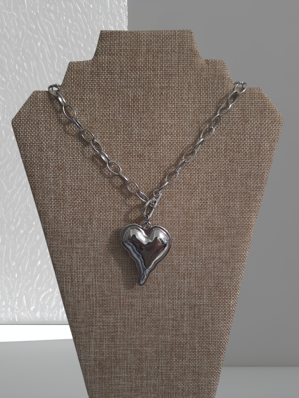 Silver Heart Pendant Chain Necklace - Women Jewelry